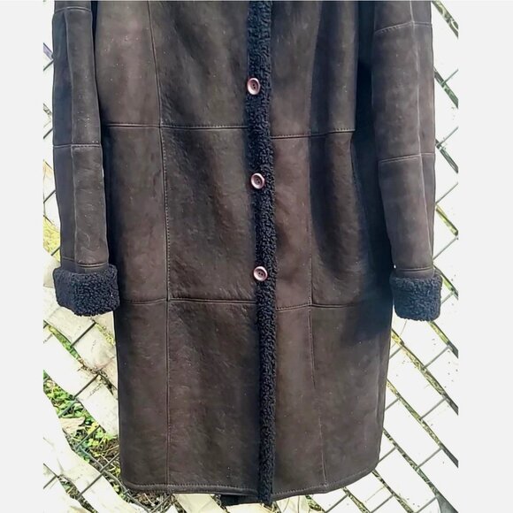 Bonz New Zealand Handmade Sheepskin Shearling Fur Coat Large Long Maxi Length - Picture 5 of 16